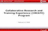 Collaborative Research and Training Experience (CREATE ... · Letter from VP Research of the lead university Phase 1: Letter of Intent 22 . Phase 1: Letter of Intent Outline of Training