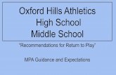 MPA Guidance and Expectations Oxford Hills Athletics ... · We have advanced through four phases for MPA guidance, rules, expectations. The athletic department has developed an online