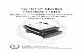 TA “CTR” SERIES TRANSMITTERS · TA “CTR” SERIES TRANSMITTERS PULSE, AC or PROCESS TOTALIZER INPUT, 4-20 mA or 0-10V ANALOG OUTPUT OWNERS MANUAL LAUREL Electronics Inc. 3183-G