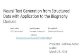 Neural Text Generation from Structured Data with ...€¦ · Neural Text Generation from Structured Data with Application to the Biography Domain Remi Lebret ´ David Grangier Michael