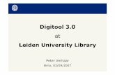 Digitool3.0. at LeidenUniversity - IGeLU · 10/6/2010  · Het oudste deel van het archiefvan de Universiteitsbibliotheek Leiden beslaat de . periode 15g5-1 met latere toevoegingen