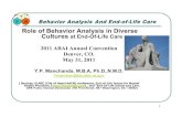 Diverse Cultures at End-Of-Life Care · 1 P M Y Behavior Analysis And End-of-Life Care Diverse Cultures at End-Of-Life Care 2011 ABAI Annual Convention Denver, CO. 2011 Ph.D.,N.M.D.