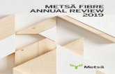 METSÄ FIBRE ANNUAL REVIEW 2019The demand for spruce sawn timber remained normal on our main markets in Europe and China throughout the year, whereas the demand for pine fell. The