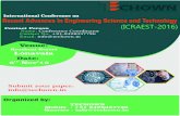 International Conference on Recent Advances in Engineering ......Overview: International Conference on Recent Advances in Engineering Science and Technology (ICRAEST-2016). ICRAEST-2016