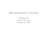 SIP-assisted NAT Traversalwebhome.cs.uvic.ca/~pan/seng490/seng490-nat.pdf · firewall NAT •many mid-boxes •firewalls, NATs •many applications •2 or more-way •many requirements