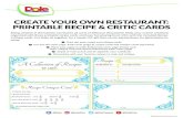 Create Your Own Restaurant Printable Recipe & Critic Cards · CREATE YOUR OWN RESTAURANT: PRINTABLE RECIPE & CRITIC CARDS Being creative in the kitchen can lead to all sorts of delicious