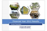 Financial Year 2012 Results - Paramount Corporation Berhad · 2019. 1. 7. · FY2012 Vs FY 2011 Financial Results Paramount Corporation Berhad -20.0 0.0 20.0 40.0 60.0 80.0 100.0