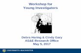 Workshop for Young Investigators · 5/5/2017  · Debra Haring, Assistant Dean, School of Arts and Sciences . Cindy Gary, Assistant Dean, Hajim School of Engineering & Applied Sciences
