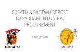 COSATU & SACTWU REPORT TO PARLIAMENT ON PPE … · The story of COVID PPE procurement is a horror story of the State wasting precious and scarce finances on corruption and unnecessary