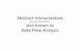 Abstract Interpretation · Abstract Interpretation (Cousot, Cousot 1977) also known as Data-Flow Analysis . Goal of Data-Flow Analysis Automatically compute information about the