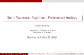 Smith Waterman Algorithm - Performance Analysis · The algorithm is a variation of the Needleman-Wunsch algorithm to compare two sequences and create a global similarity score Application
