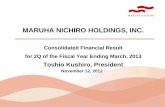 Consolidated Financial Result for 2Q of the Fiscal Year ...Maruha Nichiro Holdings, Inc. 2. Consolidated Statement of Income (Billions of Yen) (Billions of Yen) Net Sales 389.4 402.3