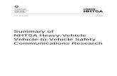 Summary of NHTSA Heavy-Vehicle Vehicle-to-Vehicle Safety ... · Summary of NHTSA Heavy-Vehicle Vehicle-to-Vehicle Safety Communications Research i 1. Report No. 2. Government Accession