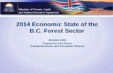 2014 Economic State of the B.C. Forest Sector · Products – Softwood Lumber – Softwood lumber production volume held relatively steady in 2014. The Coast accounted for 12% of
