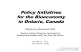 Policy Initiatives for the Bioeconomy in Ontario, Canadaassobioplastiche.org/assets/documenti/ricerche/Surgenor...•Yorkshire Farms – organic chicken expansion – received $105,000