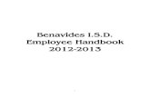 Benavides I.S.D. Employee Handbook 2012-2013 - Benavides Independent School … · 2016. 2. 19. · District Goals Board of trustees Board meeting schedule for 2012-2013 Administration