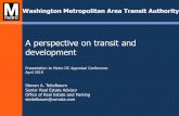 A perspective on transit and developmentMetro’s effect on land value • Land within ½ mile of Metro station: 4% of service area’s land (pre-Silver Line) 27.9% of service area’s