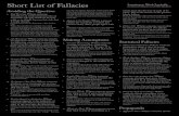 Short List of Fallacies Learning to Th ... - Fallacy Detectivefallacydetective.com/download/learning_to_think... · Appeal to Pity: Where someone urges us to do something only because