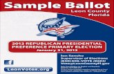 2012 Republican pResidential pRefeRence pRimaRy election€¦ · OFFICIAL PRESIDENTIAL PREFERENCE PRIMARY BALLOT REPUBLICAN PARTY LEON COUNTY, FLORIDA JANUARY 31, 2012 • TO VOTE,