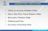 Safety & Security Window Films Silver One Way Vision ......DECORATIVE WINDOW FILM Decorative film with kinds of designs which used in the building glass. Parameters Width:1.52M; Length：30M，