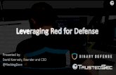 Leveraging Red for Defense...Leveraging Red for Defense Presented by: David Kennedy, Founder and CEO @HackingDave 2 3 Red Teaming •Red teaming is a concept of simulations and emulations