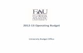 University Budget Office · Florida Atlantic University 2012‐13 Operating Budget The Auxiliary Enterprises Budget is comprised of over one hundred different business and operations