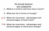 9b: Energy Sources KEY CONCEPTS 1. What is a turbine and ... · •Solar Power. What: The collection of the sun’s energy. How: Solar panel absorb sunlight and convert to energy.