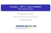 Cremlin+: WP 5, Task 6 (BINP) · Cremlin+: WP 5, Task 6 (BINP) Tasks, plans and status A.Yu. Barnyakov and other., BudkerInstituteofNuclearPhysics,Novosibirsk2020 29 September 2020