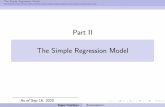 Part II The Simple Regression Model - Univaasalipas.uwasa.fi/~sjp/Teaching/ecm/lectures/ecmc2.pdf · The Simple Regression Model Estimation of the model, OLS Example 1 Suppose the