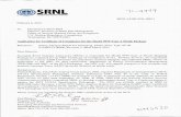 9 hIII~hII)SAVANNAH SRNL · 9 ~ hIII~hII)SAVANNAH SRNL RIVER NATIONAL LABORATORY SRNL-L4500-20 16-00015 February 8, 2016 To: Document Control Desk Director, Division of Spent Fuel