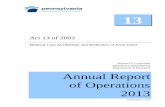 Mcare 2013 Annual Report of Operations · Mcare Fund 2013 Annual Report of Operations . ... The primary carrier must submit proof of insurance to Mcare for each policy issued to a