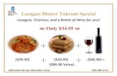 Lasagna Dinner Takeout Special 8-28 ...آ  2020. 8. 31.آ  Lasagna Dinner Takeout Special Lasagna, Tiramisu,