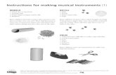 Instructions for making musical instruments (1) · TAMBOURINE Paper plates Dried beans or macaroni Stapler Markers Children will each decorate two plates and then place them together
