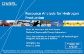 Resource Analysis for Hydrogen Production€¦ · Coal energy content 22,717,061 BTU/tonne Millions tons coal per quad 44.0 Natural Gas Natural gas use 156,000 BTU/kg
