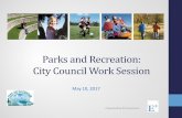 Parks and Recreation: City Council Work Session...Conclusion LDR-7.5: 40 DU or more – 0.25 ac. park MDR-16 and MX zones – 35 DU or more – 0.25 ac. Minimum contiguous size = 0.25