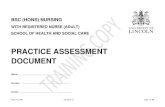 PRACTICE ASSESSMENT DOCUMENT · Negotiate formative care episode, demonstrating required skills and discuss assessment Review Ongoing Achievement Record Seek confirmation of progress