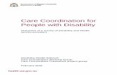 Care Coordination for People with Disability€¦ · People with Disability Outcomes of a survey of Disability and Health ... Provision of care coordination activities and use of