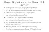 Ozone Depletion and the Ozone Hole Preview€¦ · Ozone Depletion and the Ozone Hole Preview: Stratospheric sunscreen, tropospheric pollutant 60's & 70's theories suggested depletion