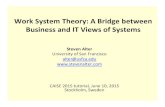 CAISE 2015 tutorial on work system theory - Spider · 2015. 6. 11. · Background% • Experience!in!amanufacturing!soTware!ﬁrm:! – Why!did!some!customers!aain!more!more!beneﬁt