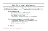 The First Law: Machinerymutuslab.cs.uwindsor.ca/schurko/introphyschem/lectures/240_l09.pdf · C V vs. C p Chapter 3 of Atkins, 6th, 7th Ed: The First Law: the machinery Last updated