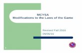 MCYSA Modifications to the LOTG Fall 2016 Modifications to the LOTG Fall... · 2016. 9. 6. · 2 MCYSA Modifications of the LOTG All games shall be played in accordance with the FIFA