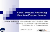 Virtual Sensors: Abstracting Data from Physical Sensorsmpc.ece.utexas.edu/Papers/VirtualSensors_Slides.pdfUses physical sensors that monitor boom angle, load, telescoping length, wind