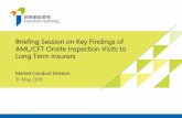 Briefing Session on Key Findings of AML/CFT Onsite ... · 5/31/2018  · Briefing Session on Key Findings of AML/CFT Onsite Inspection Visits to Long Term Insurers Market Conduct
