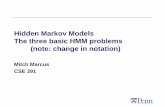 Hidden Markov Models The three basic HMM problems (note ...cis391/Lectures/hmm... · (This and later slides follow classic formulation by Rabiner and Juang following Ferguson, as