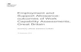 Employment and Support Allowance: outcomes of Work ... · Employment and Support Allowance: outcomes of Work Capability Assessments, Great Britain . Quarterly official statistics