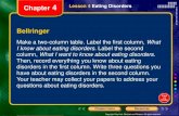 Chapter 4 Lesson 4 Eating Disorders Bellringercoachjameshealth.weebly.com/uploads/5/3/6/2/53626673/ch4l4ppt.p… · Chapter menu Resources Lesson 4 Eating Disorders Fad Diets •