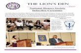 Te Lon’s Den · 2018. 6. 2. · Te Lon’s Den National Honors Society Induction Ceremony Spring 2018 On Friday, May 4, nine Brimm students were inducted into the National Honor