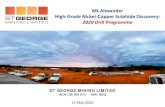 Mt Alexander High-Grade Nickel-Copper Sulphide Discovery ... · Mt Alexander. High-Grade Nickel-Copper Sulphide Discovery: 2020 Drill Programme. ST GEORGE MINING LIMITED. ACN 139