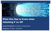 What One Has to Know when Attacking P vs. NP · If P = NP, then Algorithm S solves SATISFIABILITY, runs in polynomial time, returns “no” on all no-instances, and returns a satisfying