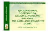 TRANSNATIONAL COOPERATION: TRAINING, WORK AND … · • II.-EDUCATIVE SYSTEM IN ANDALUSIA • III.-EU PRIORITIES • IV.-MOBILITY MODEL • V.-DESCRIPTION OF VET AND LLP • G.D.